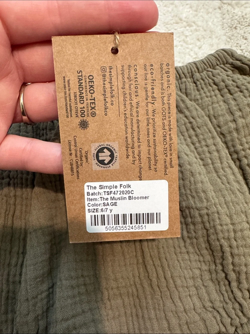 Soft Cotton Baby Bloomers in Olive